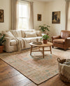 Savannah Threads Collection Area Rug -  Mojave Square Khaki and Ivory  lifestyle 52