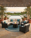 Terrace Fringe Collection Area Rug - Veranda (Teal) Round Teal  lifestyle 90