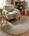 Woven Seaside Jute Collection Area Rug - Savannah (Gray) Oval Gray  lifestyle 74