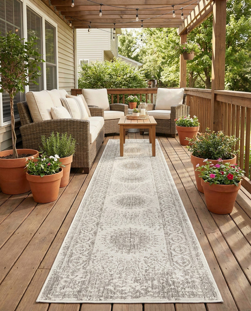 Patio Heritage Collection Area Rug -  Lafayette (Gray) Runner Gray  lifestyle 64