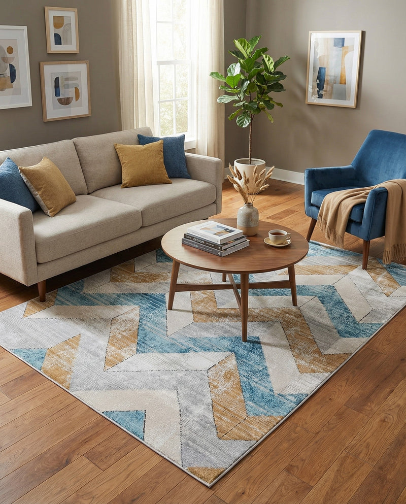 Dresden Elegance Collection Area Rug -  Bautzen Rectangle Blue  lifestyle 16