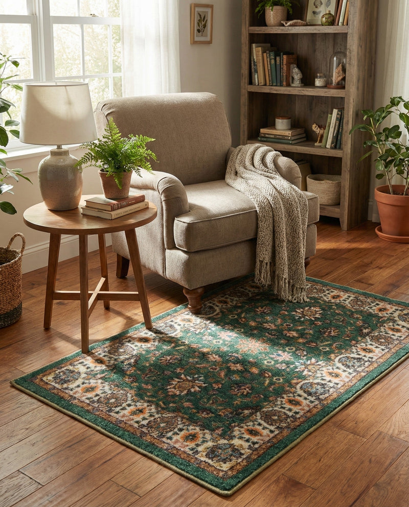Casablanca Tapestry Collection Area Rug -  Marrakech (Emerald Green) Rectangle Emerald Green  lifestyle 13