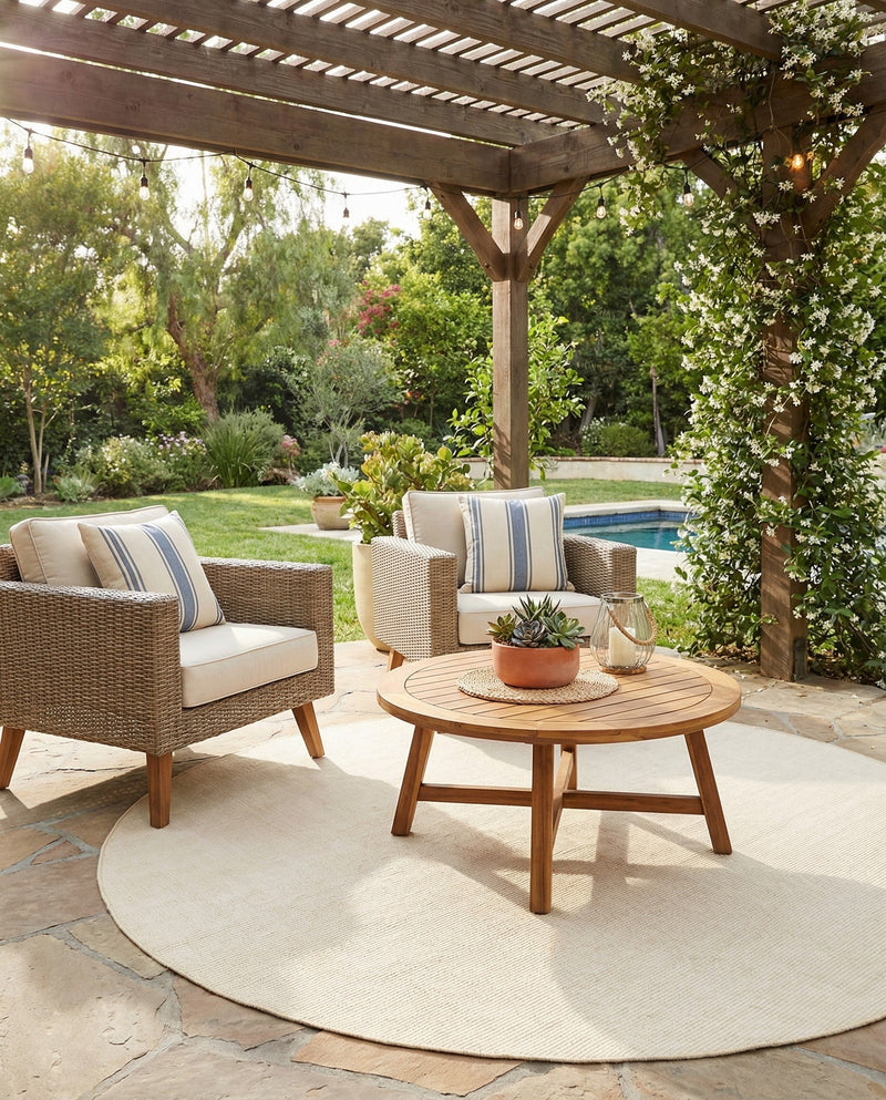 Jill Zarin Sedona Oasis Outdoor Collection Area Rug - Coconino (Pebble Stones) Round Pebble Stones  lifestyle 56