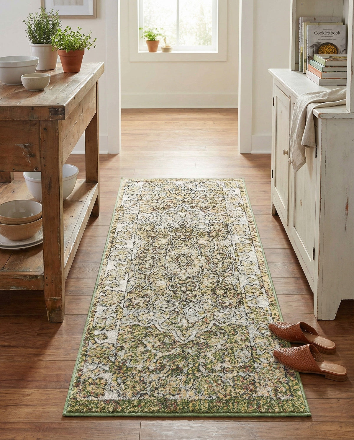 Savannah Soiree Collection Area Rug -  Everglade (Green) Runner Green  lifestyle 90