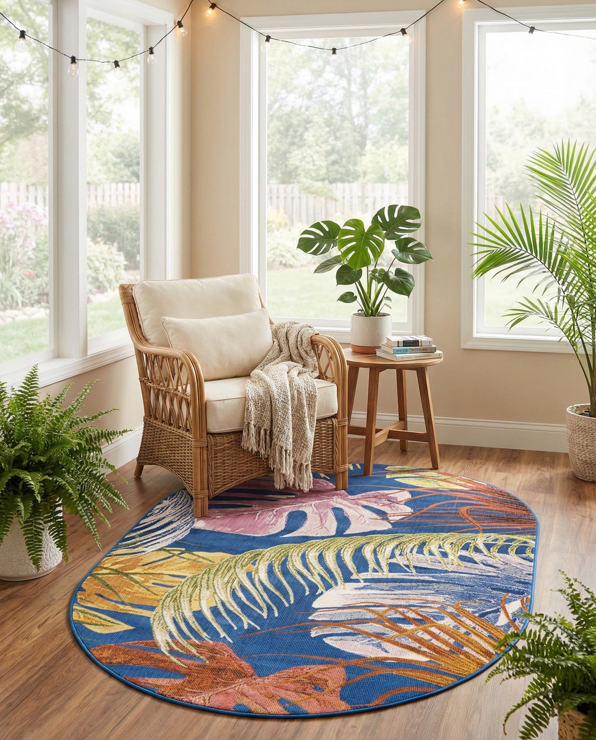 Meadow Breeze Collection Area Rug -  Clover Oval Multi  lifestyle 176