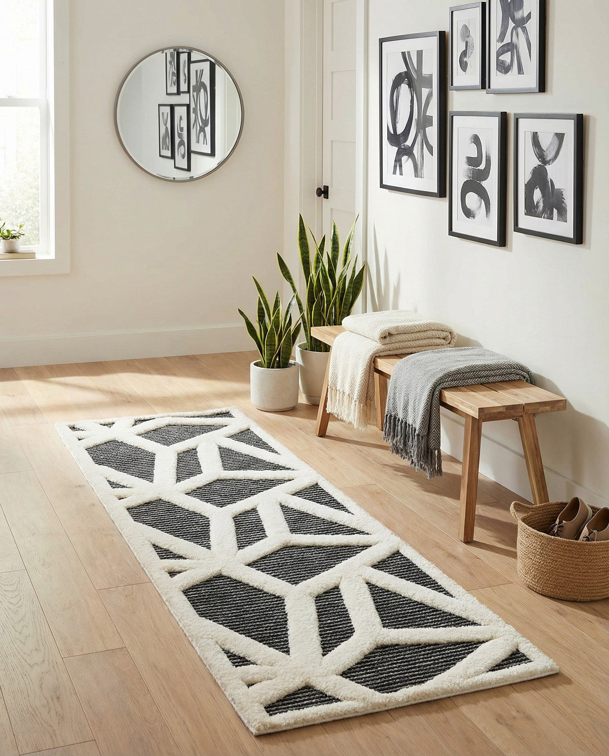 Monochrome Collection Area Rug -  Onyx Runner Gray  lifestyle 129