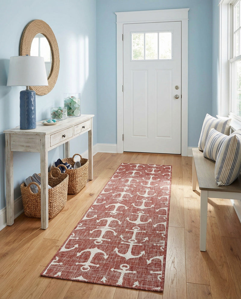 Seaside Haven Rugs Collection Area Rug - Sapphire (Rust Red) Runner Rust Red  lifestyle 52