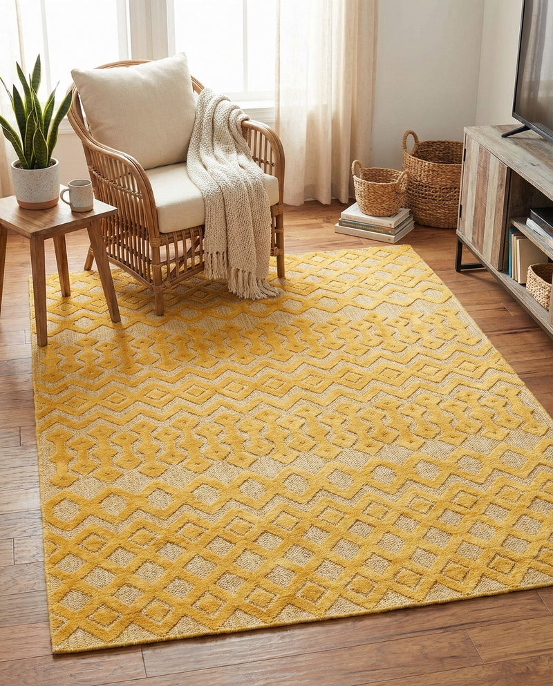 Garden Lattice Charm Collection Area Rug -  Pergola (Yellow) Rectangle Yellow  lifestyle 17