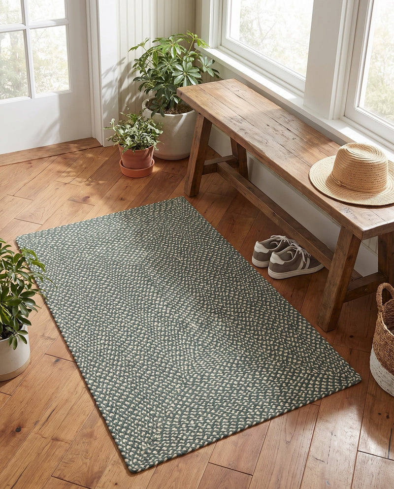 Highland Woven Jute Collection Area Rug - Glenmore (Green) Rectangle Green  lifestyle 13