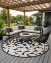 Urban Terrace Collection Area Rug -  Mercer Round Black and White  lifestyle 37