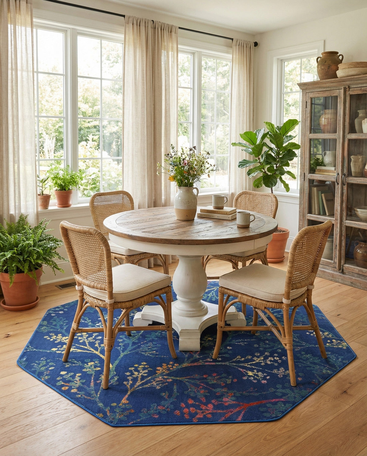 Meadow Breeze Collection Area Rug -  Sunbeam Octagon Blue  lifestyle 59