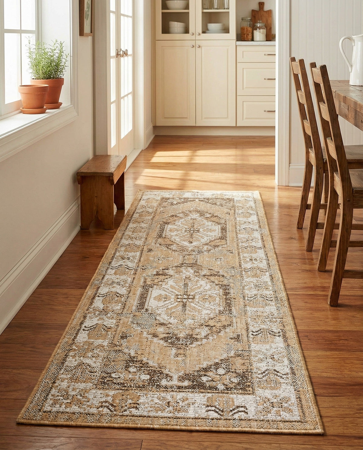 Patio Heritage Collection Area Rug -  Augusta (Natural) Runner Natural  lifestyle 99