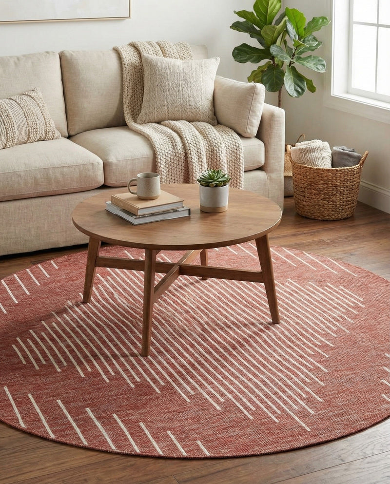 Urban Terrace Collection Area Rug -  Chelsea (Rust Red) Round Rust Red  lifestyle 16