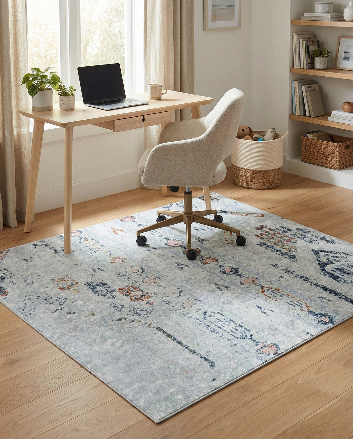 Aegean Elegance Washables Collection Area Rug -  Zakynthos Square Ivory Gray  lifestyle 88