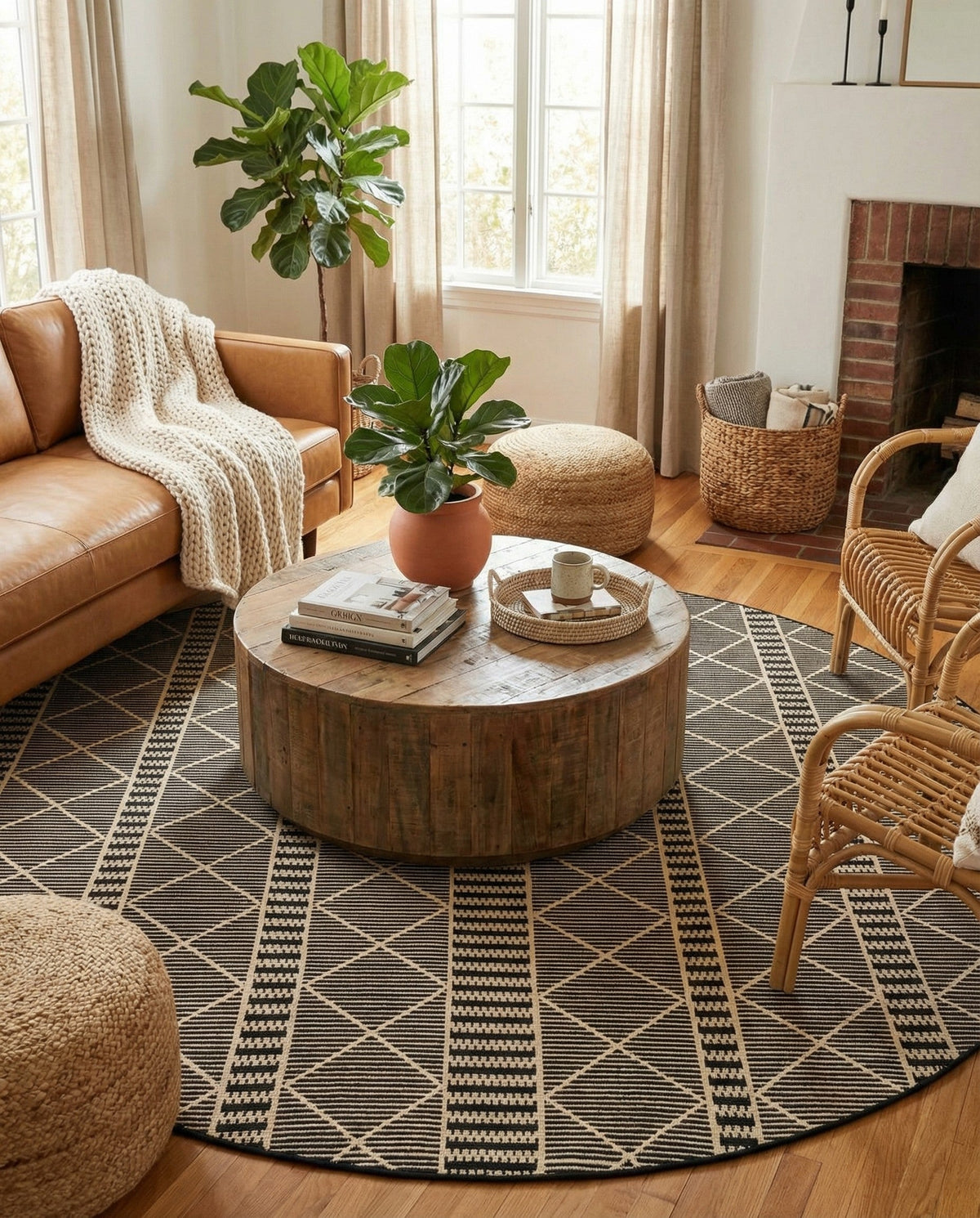 Savannah Pergola Collection Area Rug -  Glade Round Black  lifestyle 146