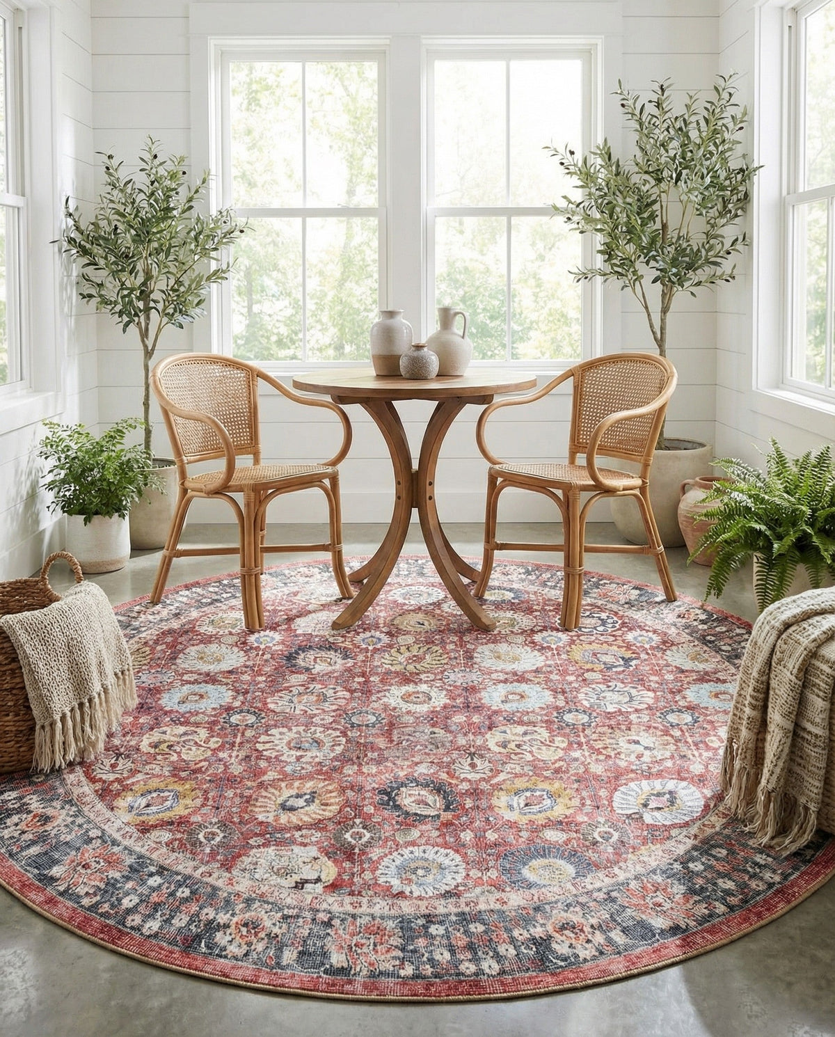 Heritage Elegance Collection Area Rug -  Gatchina Round Vintage Red  lifestyle 69