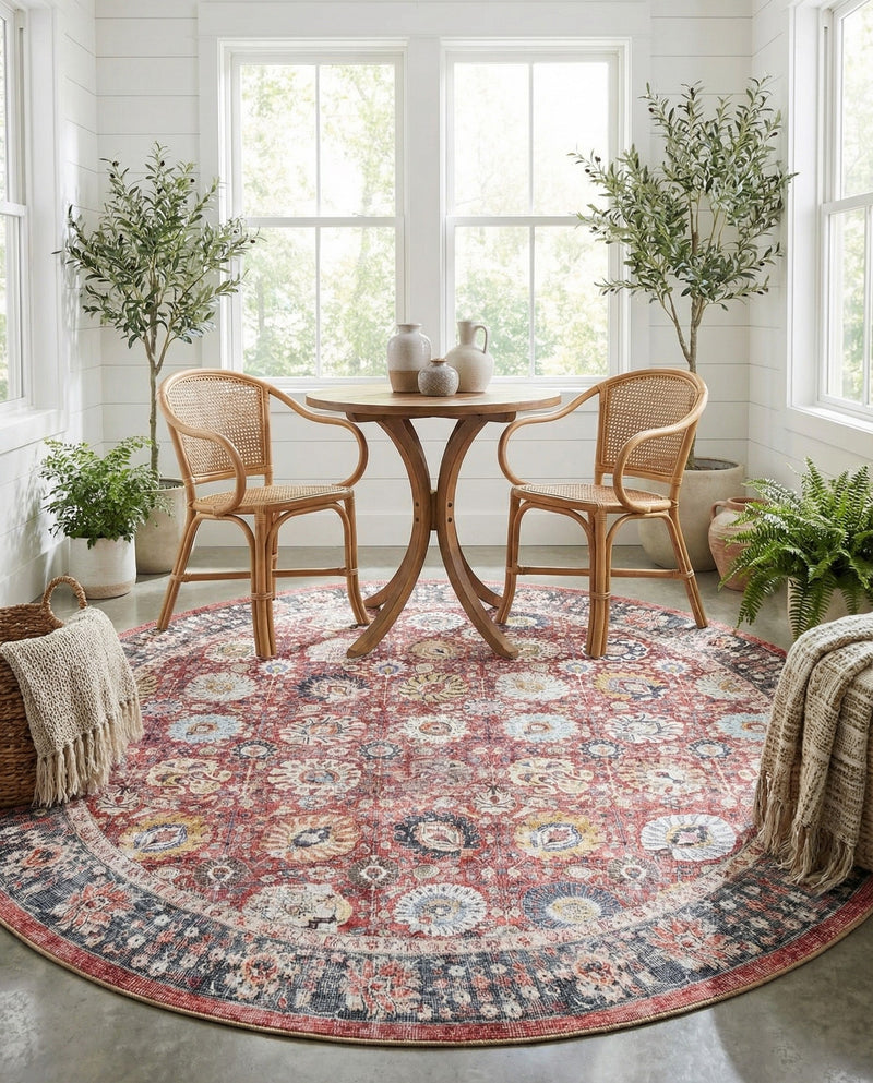 Heritage Elegance Collection Area Rug -  Gatchina Round Vintage Red  lifestyle 69