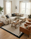 Caspian Wool Collection Area Rug - Baku Square Gray and Black  lifestyle 40