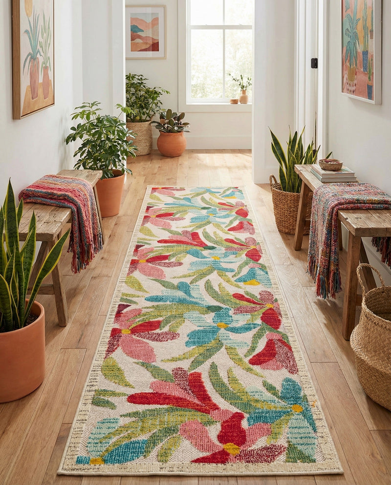 Outdoor Marrakesh Collection Area Rug -  Midelt Runner Multi  lifestyle 71