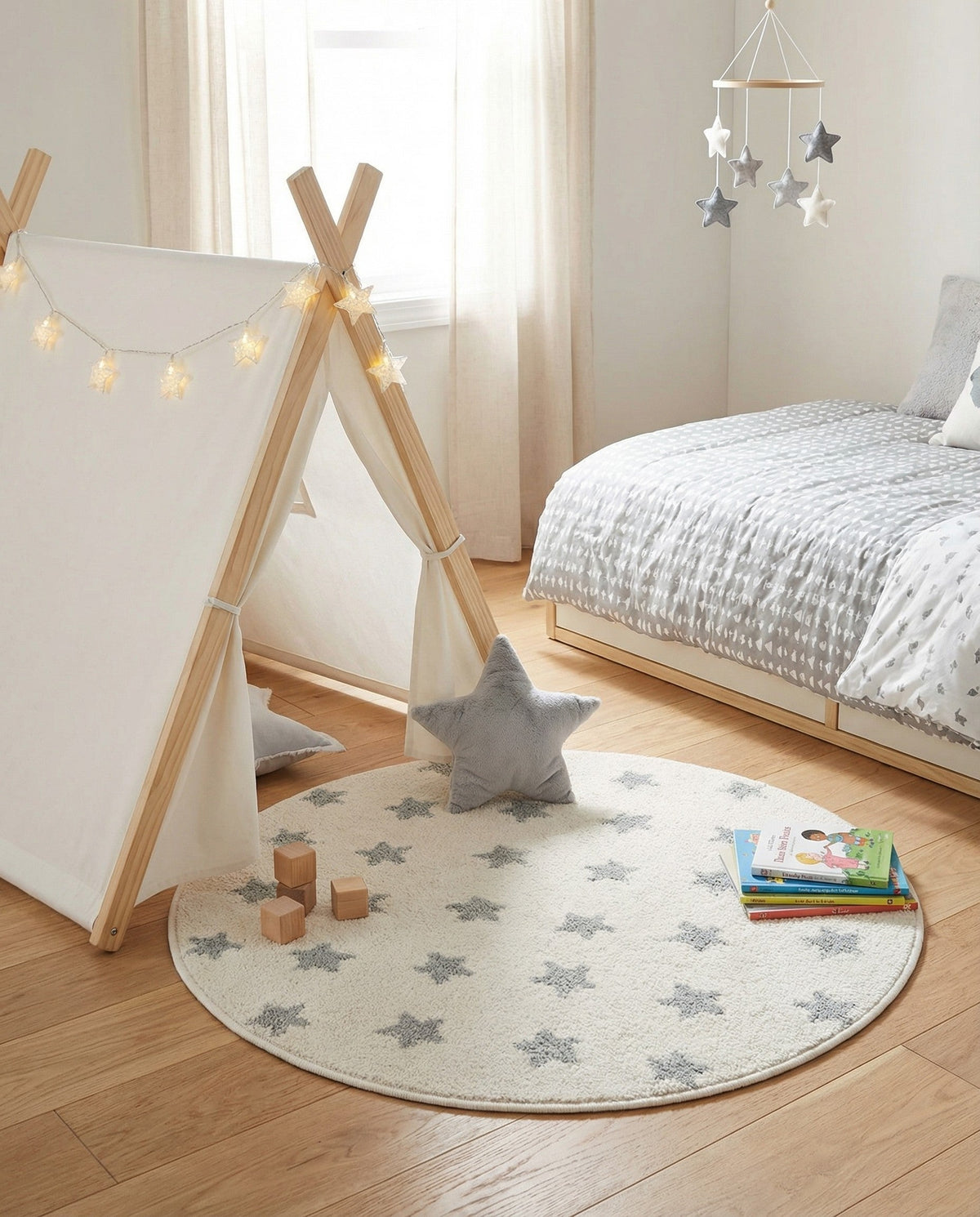 Wonder Tykes Collection Area Rug -  Mosaic Round Daisy White  lifestyle 92