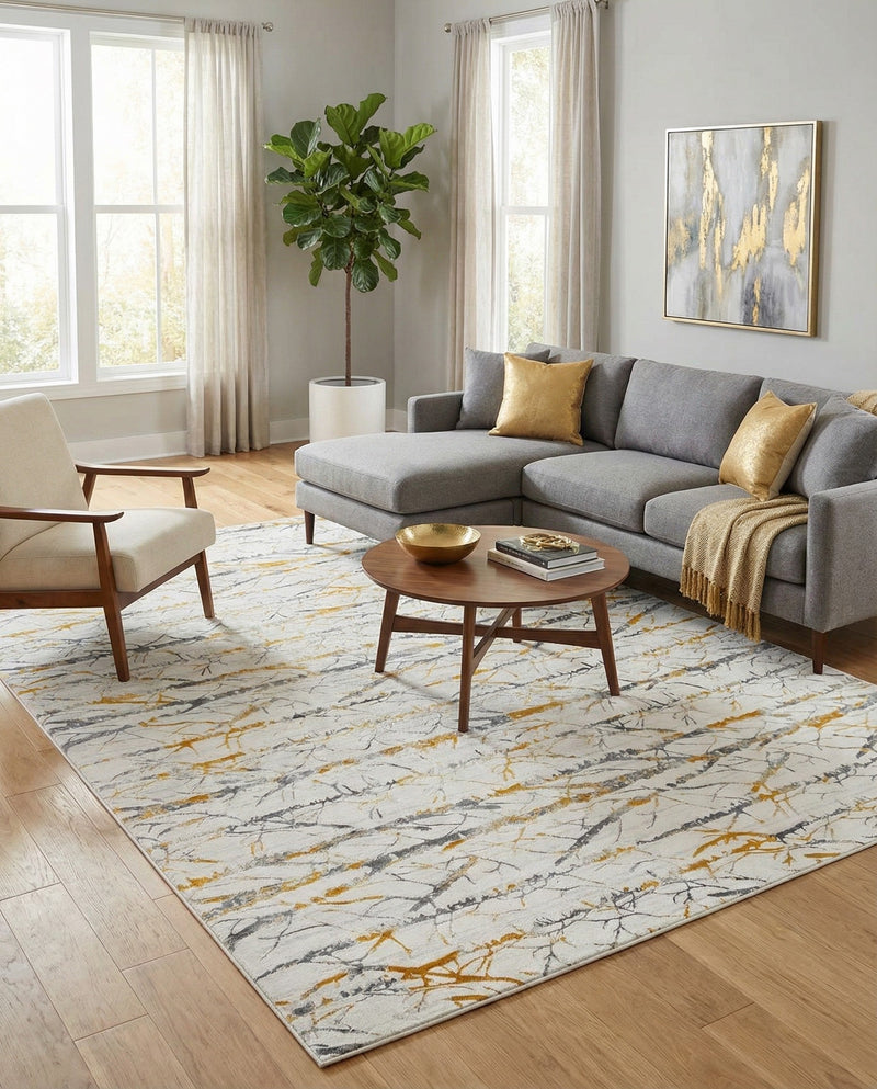 Bloomsbury Elegance Collection Area Rug -  Soho Rectangle Yellow and Gray  lifestyle 37