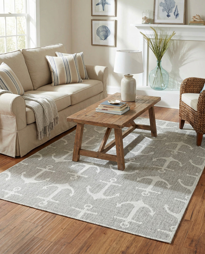 Seaside Haven Rugs Collection Area Rug - Sapphire (Gray) Rectangle Gray  lifestyle 22