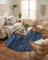 Mediterranean Lattice Collection Area Rug - Santorini (Navy Blue) Round Navy Blue  lifestyle 75