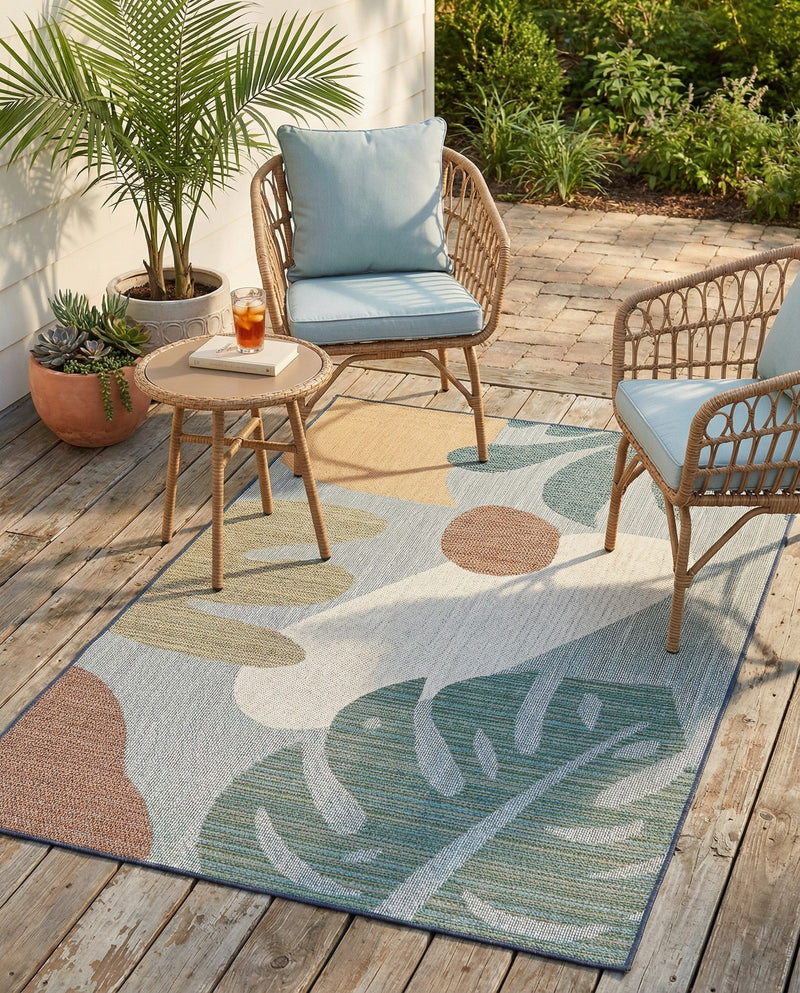 Coastal Terrace Collection Area Rug -  Boardwalk Rectangle Blue  lifestyle 9