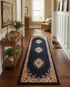 Tabriz Tapestry Collection Area Rug - Azerbaijan (Navy Blue) Runner Navy Blue  lifestyle 50