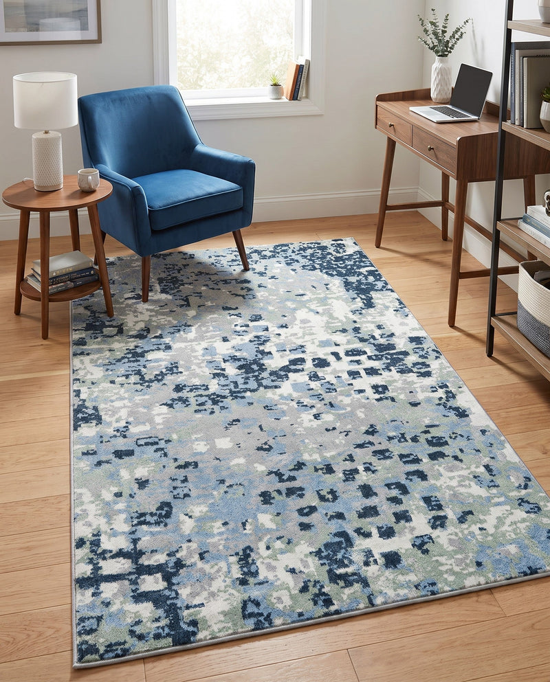 Aegean Elegance Washables Collection Area Rug -  Andros Rectangle Gray Navy Green  lifestyle 31