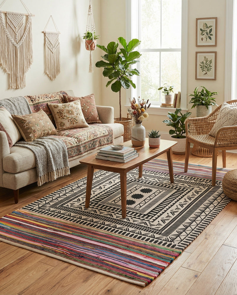 Thar Cotton Collection Area Rug -  Kovalam Rectangle Multi  lifestyle 16