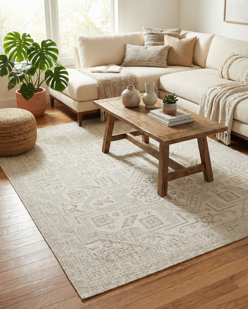 Tribal Terrace Treasures Collection Area Rug - Mayan Marina (Light Gray) Rectangle Light Gray  lifestyle 32