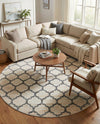 Lattice Gardens Collection Area Rug -  Bloomfield (Beige and Gray) Round Beige and Gray  lifestyle 59