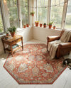 Seville Stripes Collection Area Rug -  Cordoba (Brick Red) Octagon Brick Red  lifestyle 75