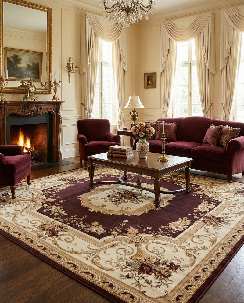 Versailles Elegance Collection Area Rug -  Louveciennes (Brown) Square Brown  lifestyle 43