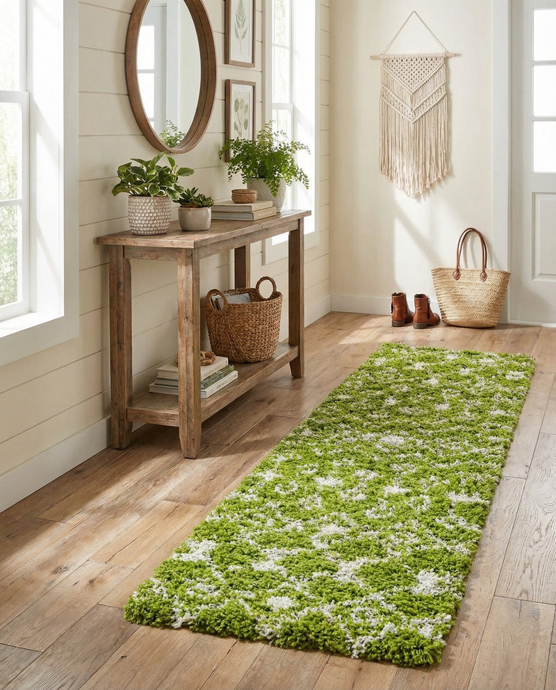 Berber Lattice Shag Collection Area Rug - Atlas (Green) Runner Green  lifestyle 41