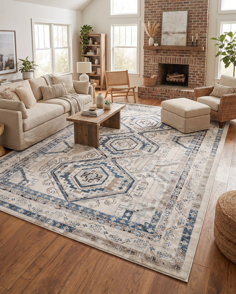 Savannah Elegance Collection Area Rug -  Tybee (Gray Blue) Rectangle Gray Blue  lifestyle 32