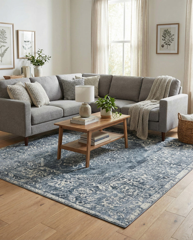 Cambridge Classics Collection Area Rug -  Magdalene (Blue) Square Blue  lifestyle 57