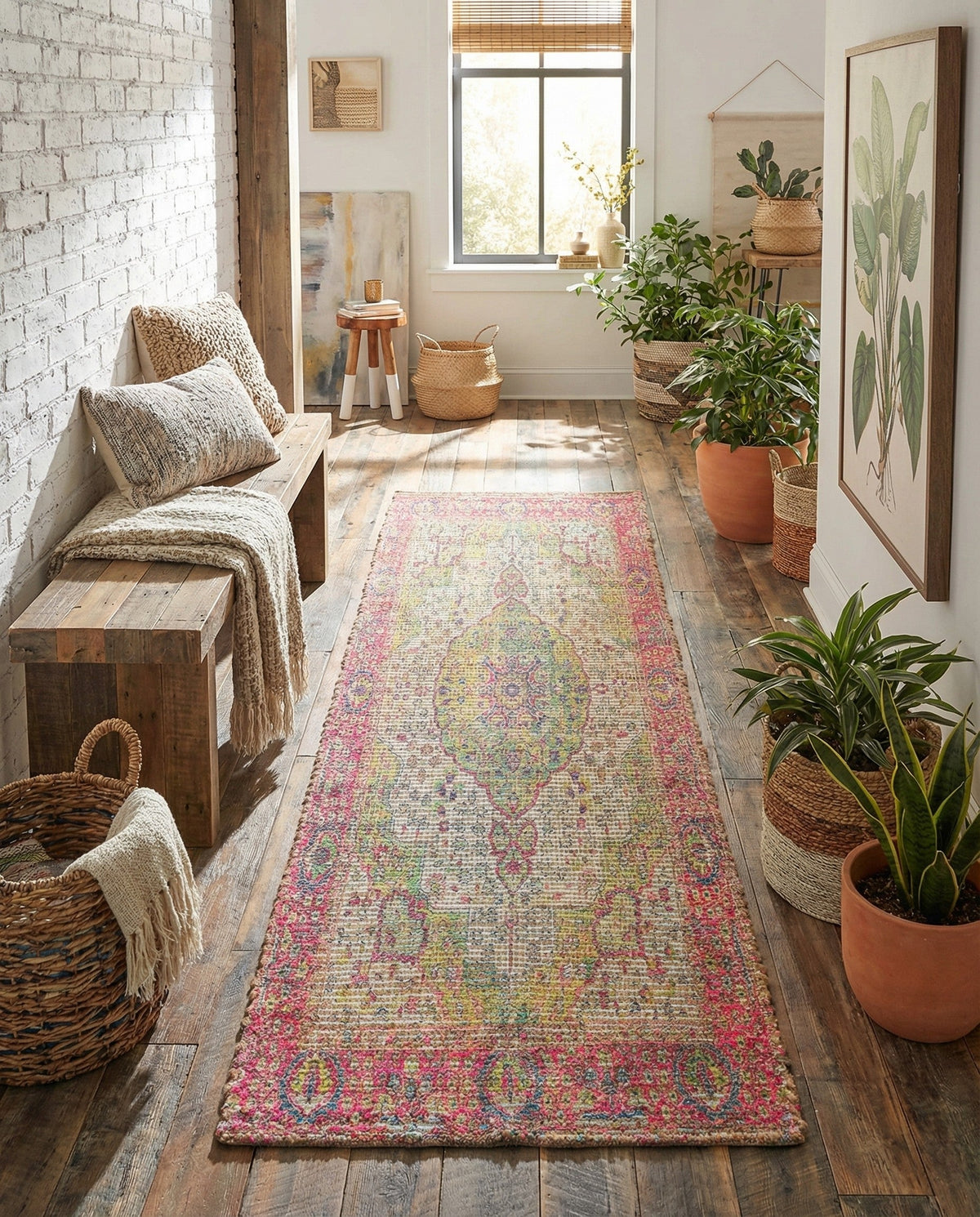 Savannah Threads Collection Area Rug - Charleston Runner Ivory Pink  lifestyle 92