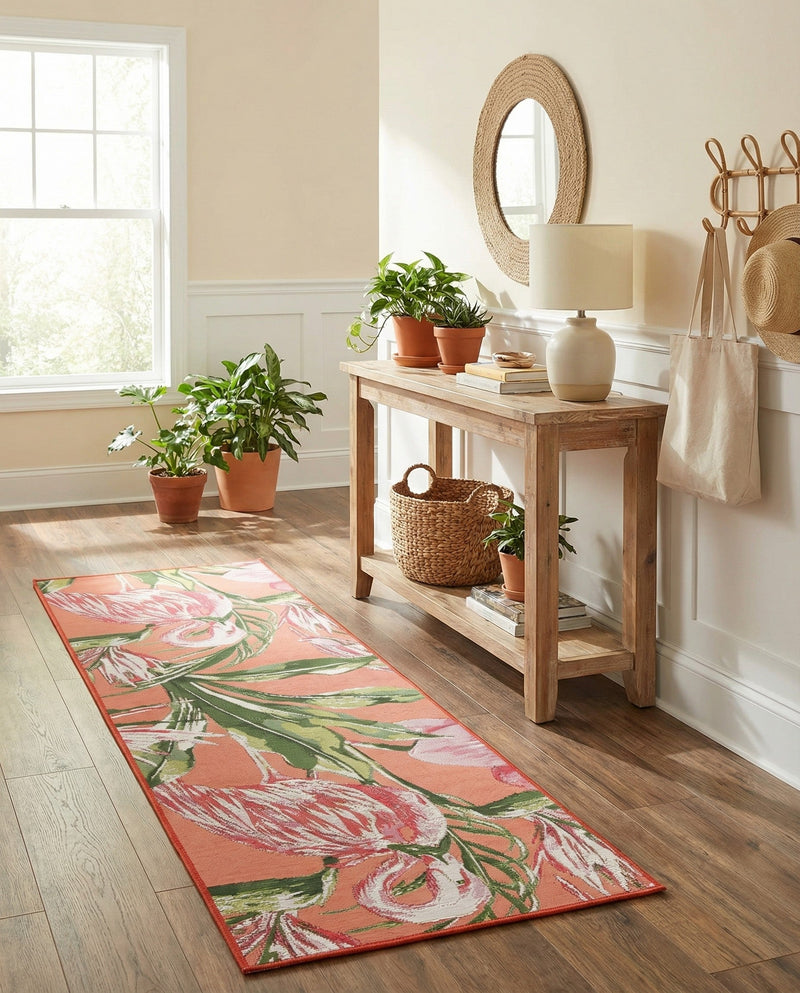 Seaside Blooms Collection Area Rug -  Kyoto Runner Coral  lifestyle 18