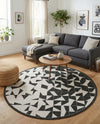 Urban Terrace Collection Area Rug -  Mercer Round Black and White  lifestyle 35
