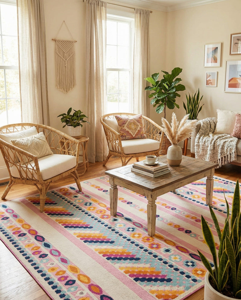 Bahama Breeze Outdoor Collection Area Rug -  Bimini Rectangle Pink  lifestyle 33