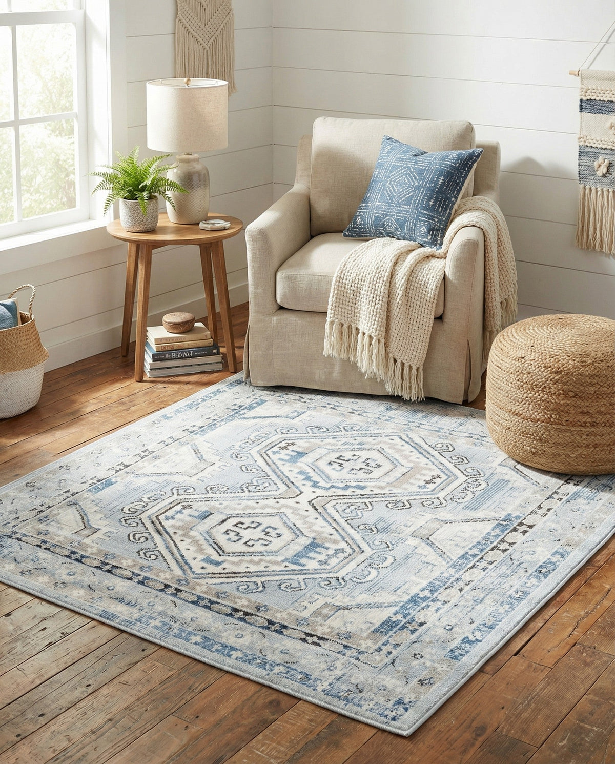 Savannah Elegance Collection Area Rug -  Tybee (Aqua Blue) Square Aqua Blue  lifestyle 92