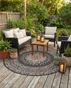 Patio Heritage Collection Area Rug -  Lafayette (Black) Round Black  lifestyle 57