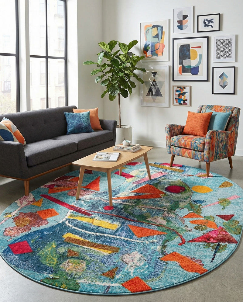 Colorburst Oasis Collection Area Rug -  Fresco Oval Aqua  lifestyle 31