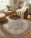 Patio Heritage Collection Area Rug -  Charleston (Beige) Round Beige  lifestyle 51