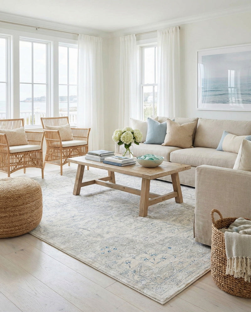 Coastal Haven Collection Area Rug - Seabreeze (Gray) Square Gray  lifestyle 58