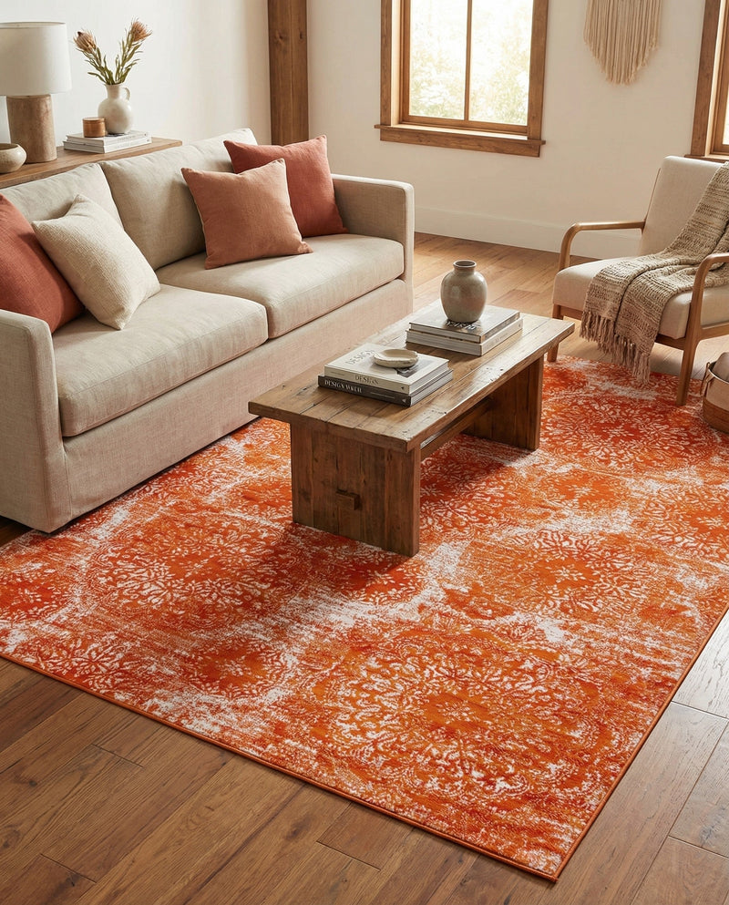 Riviera Elegance Collection Area Rug -  Monaco (Orange) Rectangle Orange  lifestyle 14