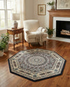 Persian Elegance Collection Area Rug -  Hamedan (Navy Blue) Octagon Navy Blue  lifestyle 72