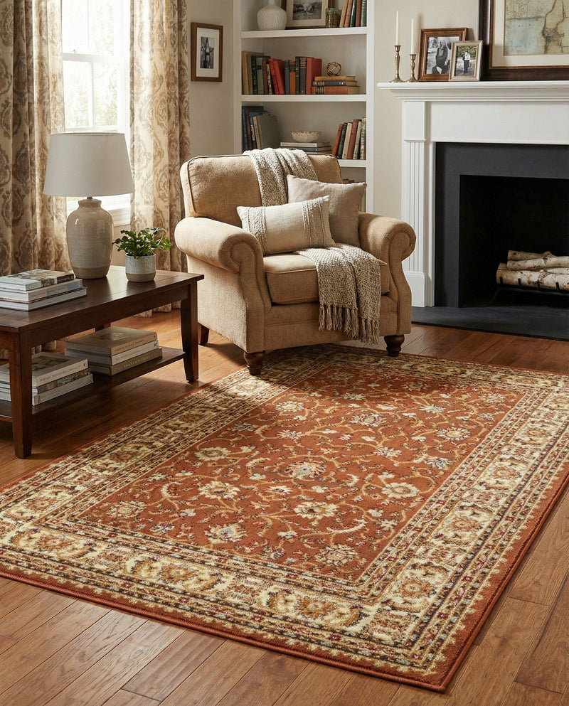 Jaipur Elegance Collection Area Rug -  Nahargarh (Brick Red Light Rose) Rectangle Brick Red Light Rose  lifestyle 17